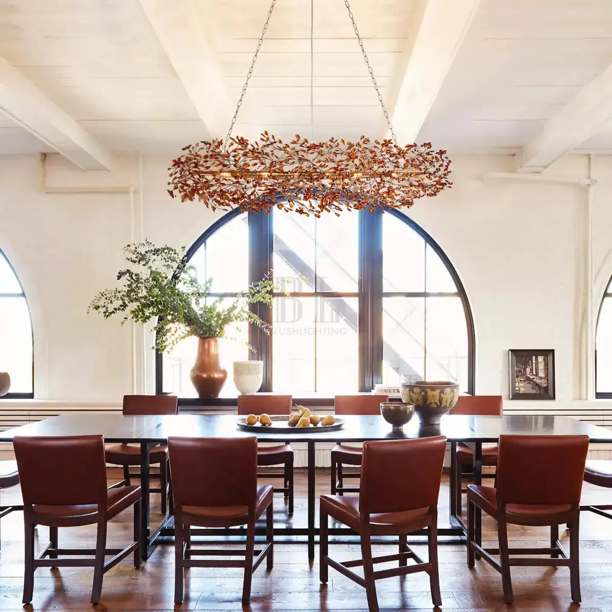 Fiore Oval Chandelier 62'' 74''-74"-Brass/Amber-Blushlighting