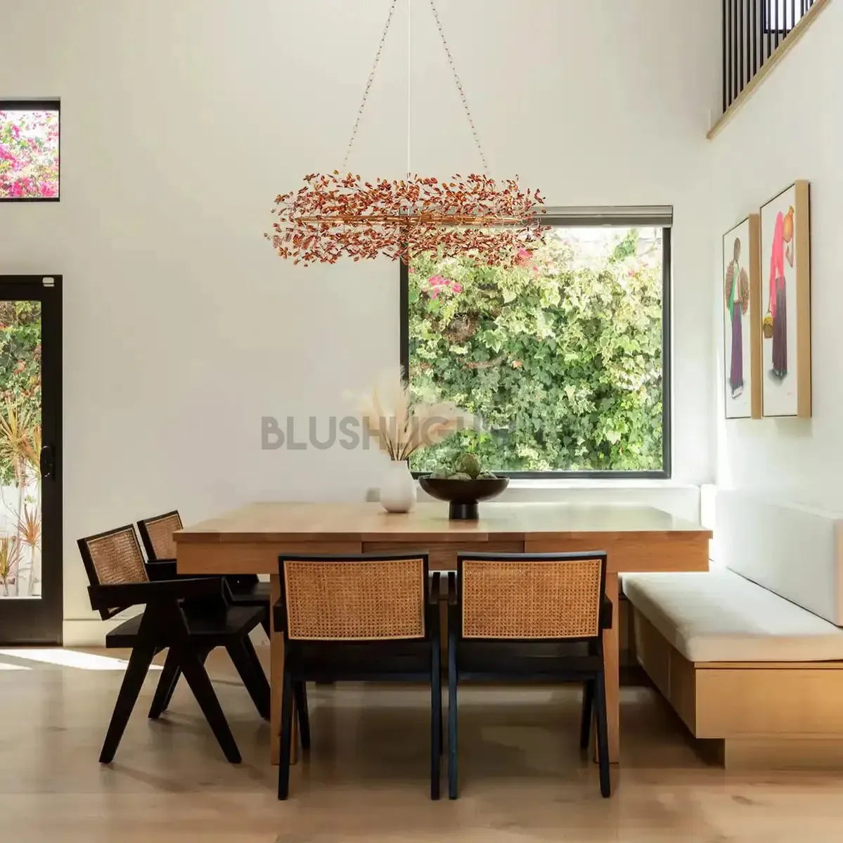 Fiore Oval Chandelier 62'' 74'' - 62"Brass/AmberBlushlighting