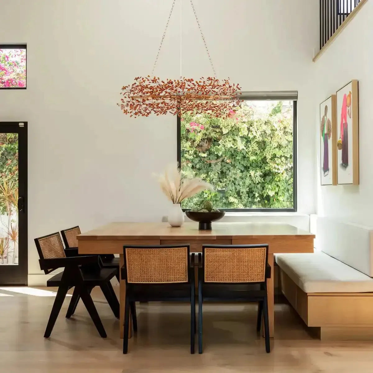 Fiore Oval Chandelier 62'' 74'' - 62"Brass/AmberBlushlighting
