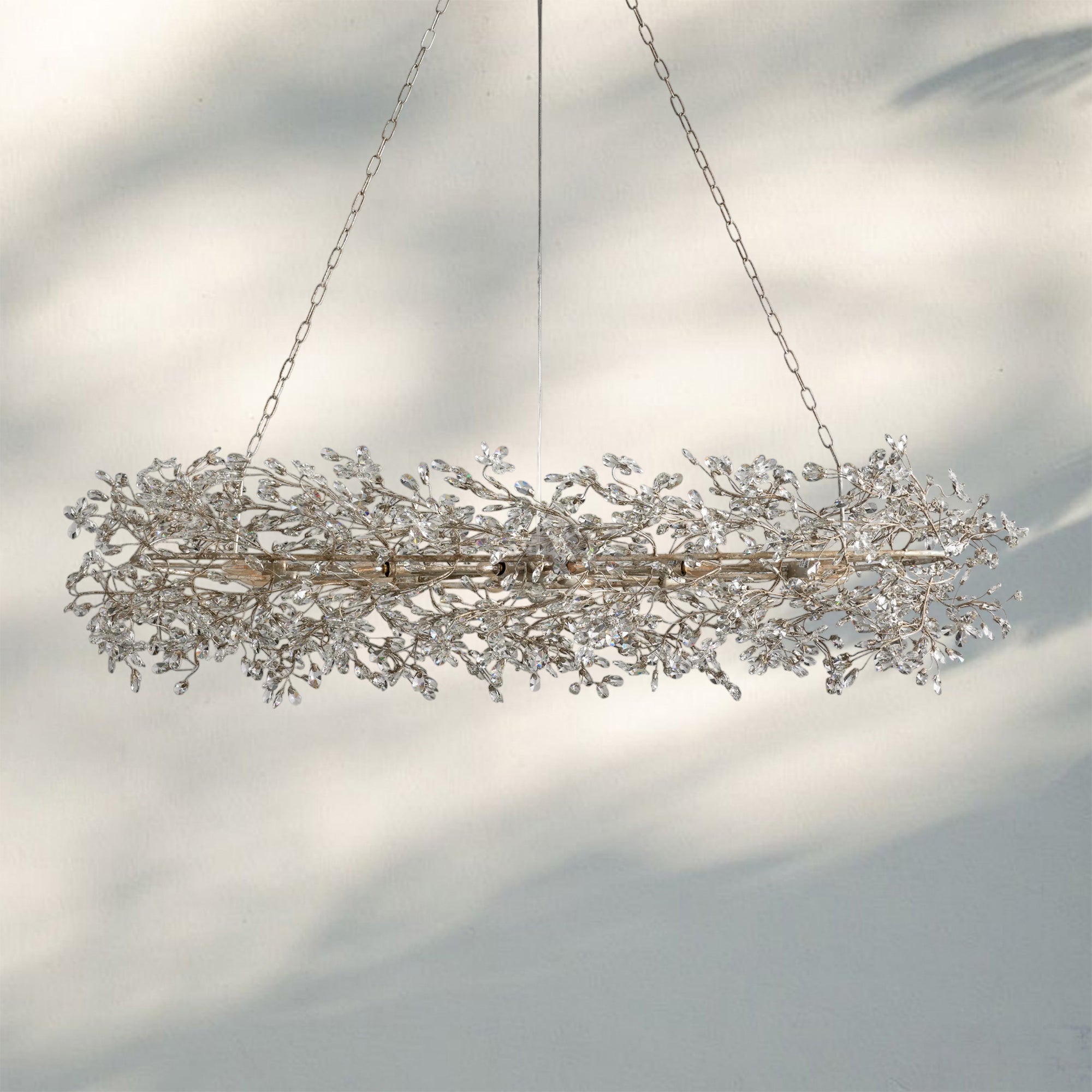 Fiore Oval Chandelier 62'' 74''-74"-Silver-
