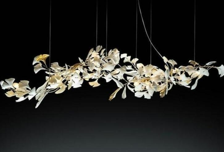 Fleur - de - lis Ceramic Branch Chandelier - Length 150 cm ( 60 in ) x Width 85 cm ( 33.5 in ) x Height 100 cm ( 39.4 in )Blushlighting