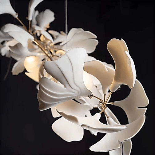 Fleur - de - lis Ceramic Branch Chandelier - Length 150 cm ( 60 in ) x Width 85 cm ( 33.5 in ) x Height 100 cm ( 39.4 in )Blushlighting