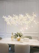 Floating Butterfly Chandelier - Long Canopy L 39.4″ x H 9.8″ x H 59.1″Silver & ClearWarm LightBlushlighting