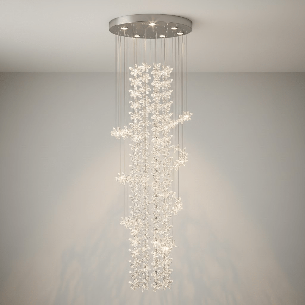 Floating Butterfly Chandelier - Round Canopy ∅ 15.7″ x H 78.7″Silver & ClearWarm LightBlushlighting