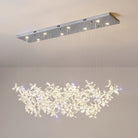Floating Butterfly Chandelier - Long Canopy L 39.4″ x H 9.8″ x H 59.1″Silver & ClearWarm LightBlushlighting