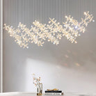 Floating Butterfly Chandelier - Long Canopy L 39.4″ x H 9.8″ x H 59.1″Silver & ClearWarm LightBlushlighting