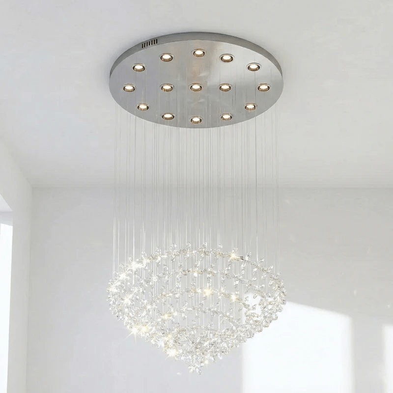 Floating Butterfly Chandelier - Round Canopy ∅ 31.5″ x H 59.1″Silver & ClearWarm LightBlushlighting