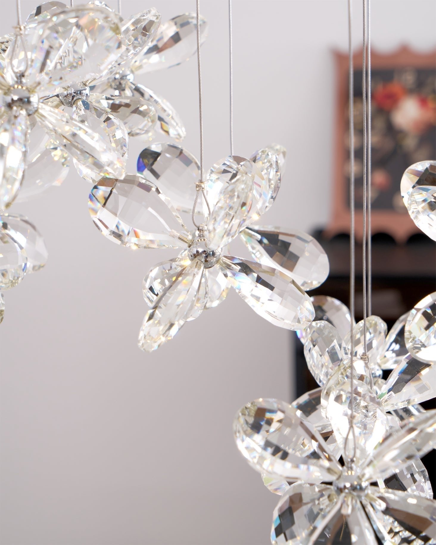 Floating Butterfly Chandelier - Long Canopy L 39.4″ x H 9.8″ x H 59.1″Silver & ClearWarm LightBlushlighting
