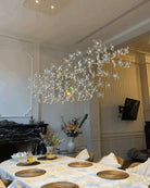 Floating Butterfly Chandelier - Long Canopy L 39.4″ x H 9.8″ x H 59.1″Silver & ClearWarm LightBlushlighting