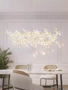 Floating Butterfly Chandelier - Long Canopy L 39.4″ x H 9.8″ x H 59.1″Silver & ClearWarm LightBlushlighting