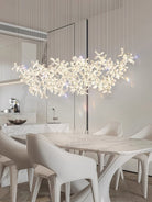 Floating Butterfly Chandelier - Long Canopy L 39.4″ x H 9.8″ x H 59.1″Silver & ClearWarm LightBlushlighting