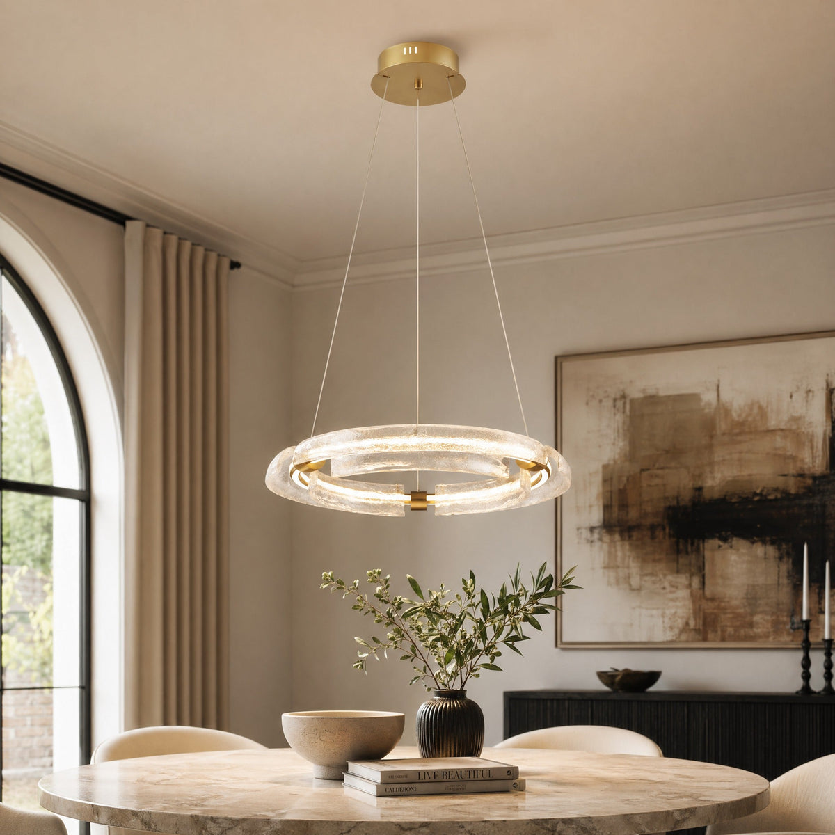 Flora Modern Glass Chandelier - Ø23.6" × H3.1" (Ø60 × H8 cm)Blushlighting