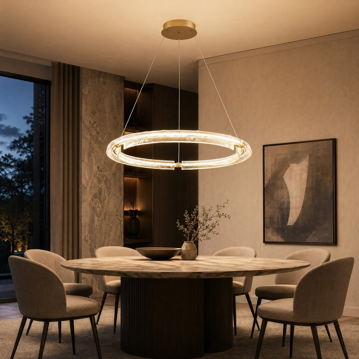 Flora Modern Glass Chandelier - Ø39.4" × H3.1" (Ø100 × H8 cm)Blushlighting