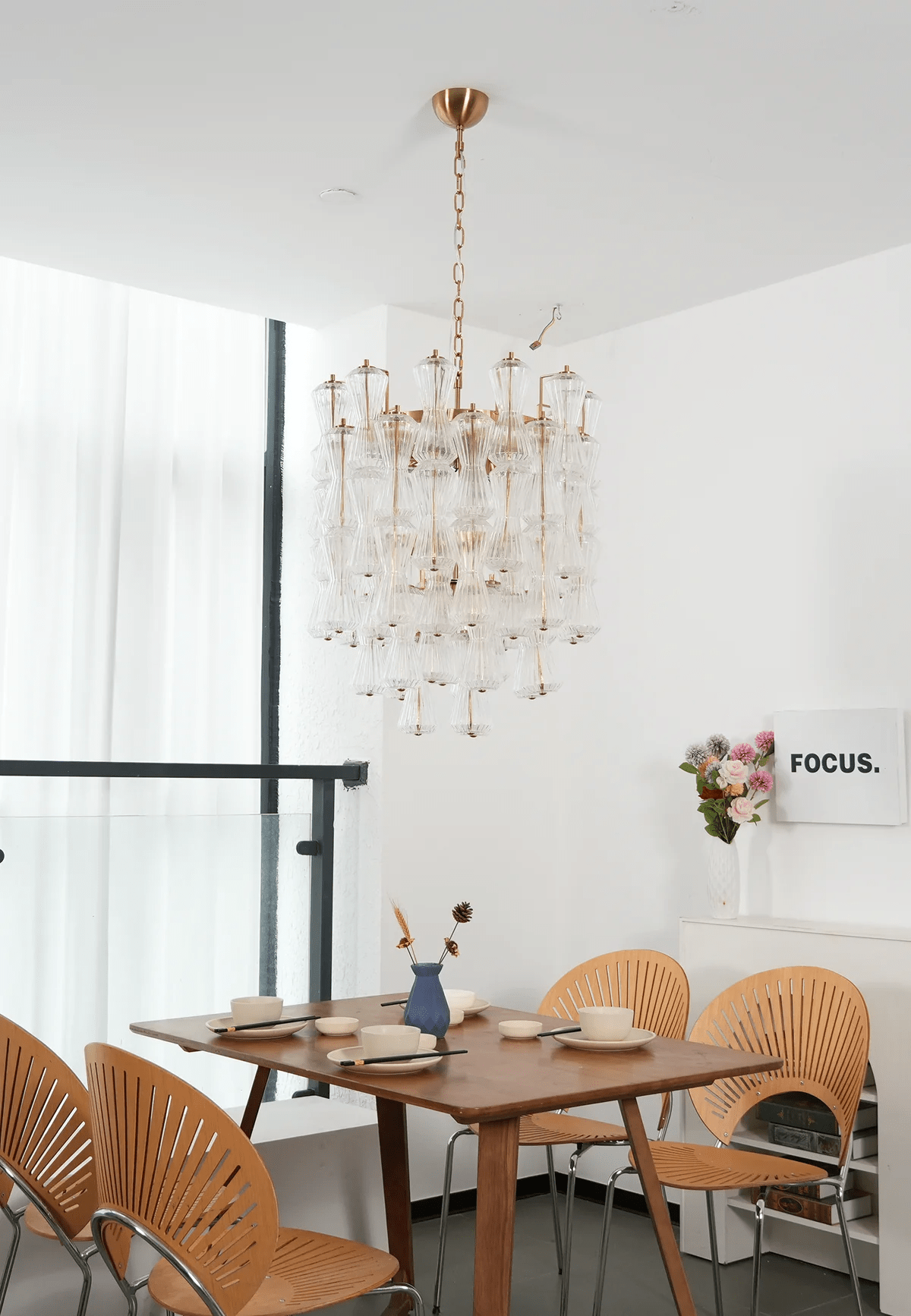 Florenzia Glass Chandelier - ∅ 25.6″ x H 32.6″Clear & GoldBlushlighting