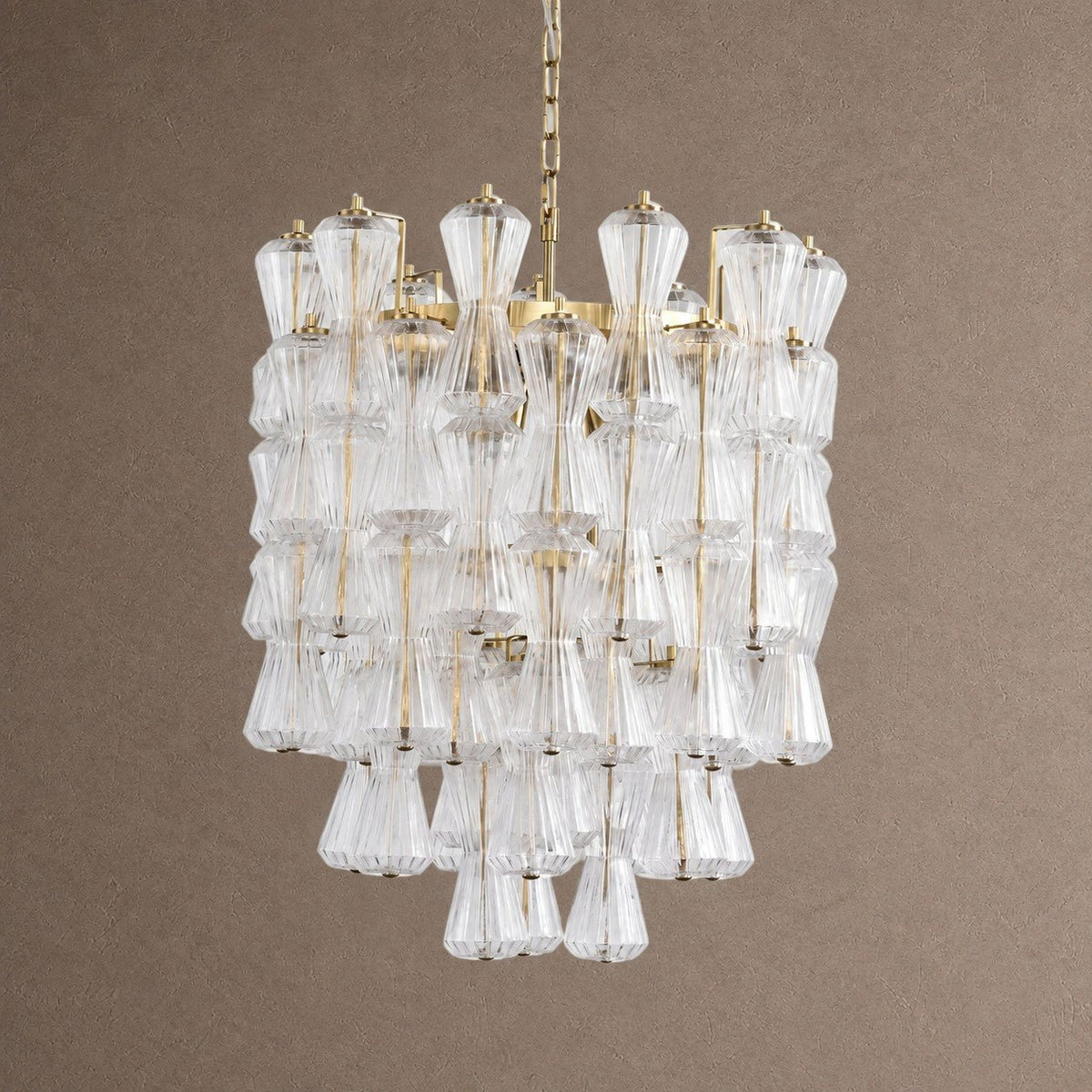 Florenzia Tiered Chandelier - ∅ 25.6″ x H 32.6″Clear & GoldBlushlighting