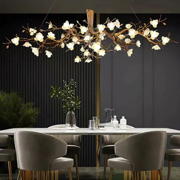 Flower Bloom Branch Brass Chandelier-chandeliers for dining room,chandeliers for stairways,chandeliers for foyer,chandeliers for bedrooms,chandeliers for kitchen,chandeliers for living room-Blushlighting