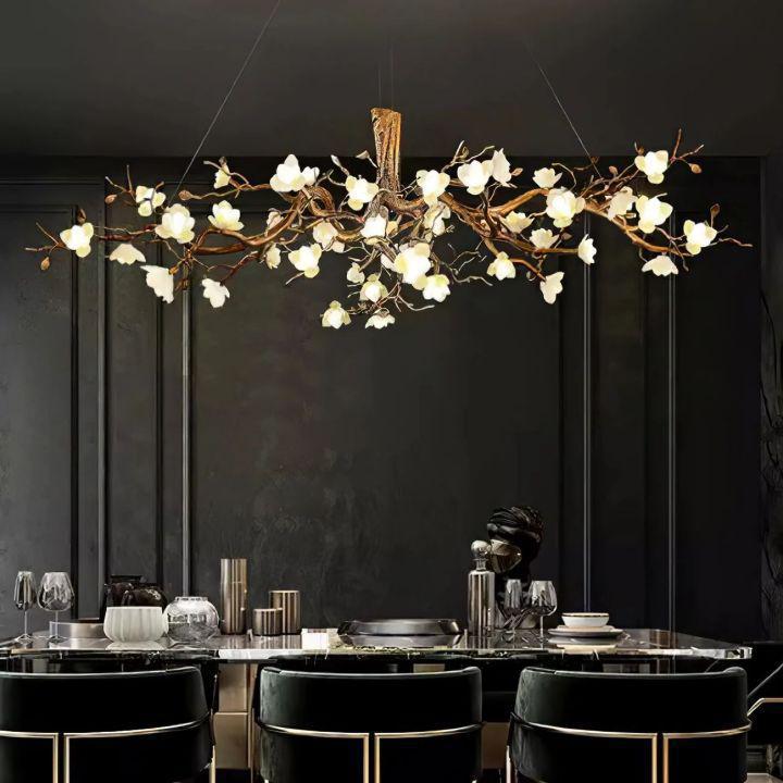 Flower Bloom Branch Brass Chandelier - Brass and WhiteDia 47.2″(120cm) x H 17.7″(45cm)Blushlighting