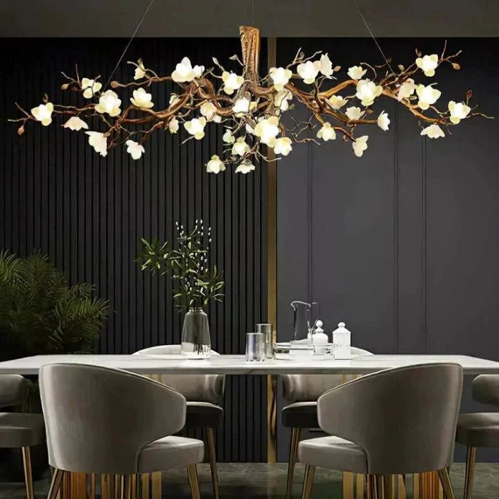 Flower Bloom Branch Brass Chandelier - Brass and WhiteDia 55.1″(140cm) x H 19.7″(50cm)Blushlighting