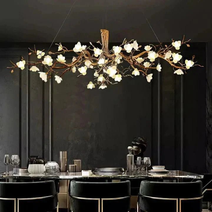 Flower Bloom Branch Brass Chandelier - Brass and WhiteDia 55.1″(140cm) x H 19.7″(50cm)Blushlighting