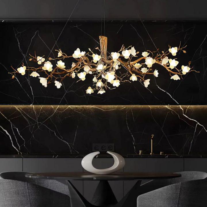 Flower Bloom Branch Brass Chandelier - Brass and WhiteDia 55.1″(140cm) x H 19.7″(50cm)Blushlighting