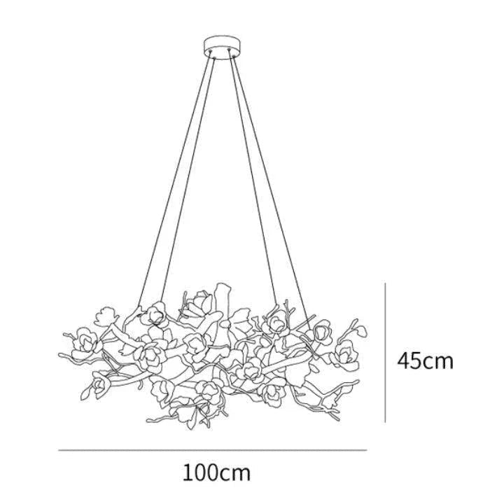 Flower Bloom Branch Brass Chandelier - Brass and WhiteDia 55.1″(140cm) x H 19.7″(50cm)Blushlighting