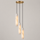 Flute Alabaster Chandelier - 3 headsBrass & WhiteBlushlighting