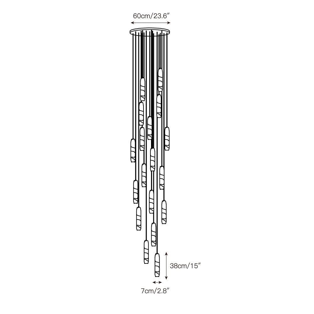 Flute Alabaster Chandelier - 2 headsBrass & WhiteBlushlighting