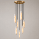 Flute Alabaster Chandelier - 7 headsBrass & WhiteBlushlighting