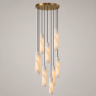 Flute Alabaster Chandelier - 9 headsBrass & WhiteBlushlighting