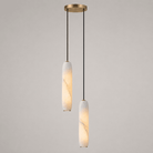 Flute Alabaster Chandelier - 2 headsBrass & WhiteBlushlighting
