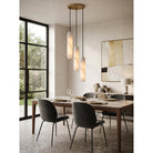 Flute Alabaster Chandelier - 2 headsBrass & WhiteBlushlighting