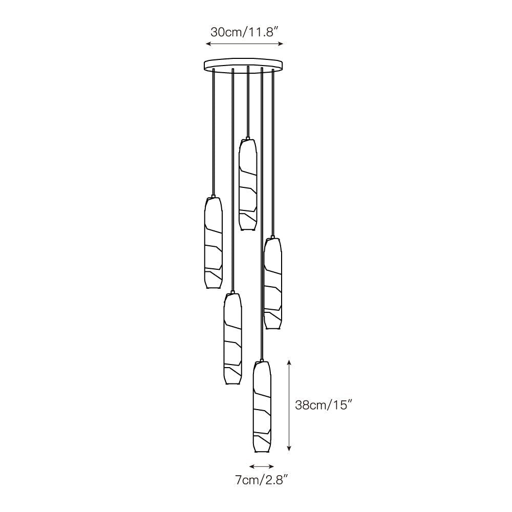 Flute Alabaster Chandelier - 2 headsBrass & WhiteBlushlighting