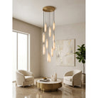 Flute Alabaster Chandelier - 2 headsBrass & WhiteBlushlighting