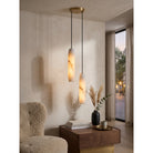 Flute Alabaster Chandelier - 2 headsBrass & WhiteBlushlighting