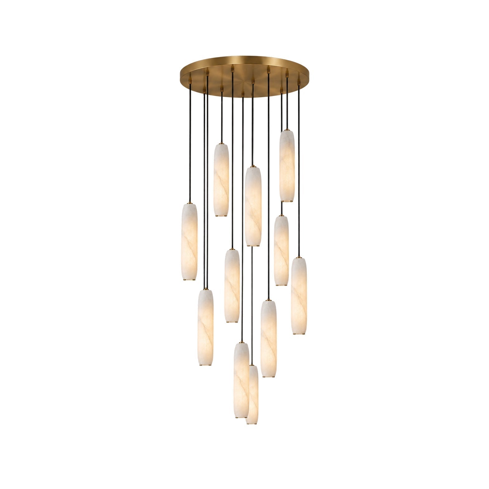 Flute Alabaster Chandelier - 2 headsBrass & WhiteBlushlighting