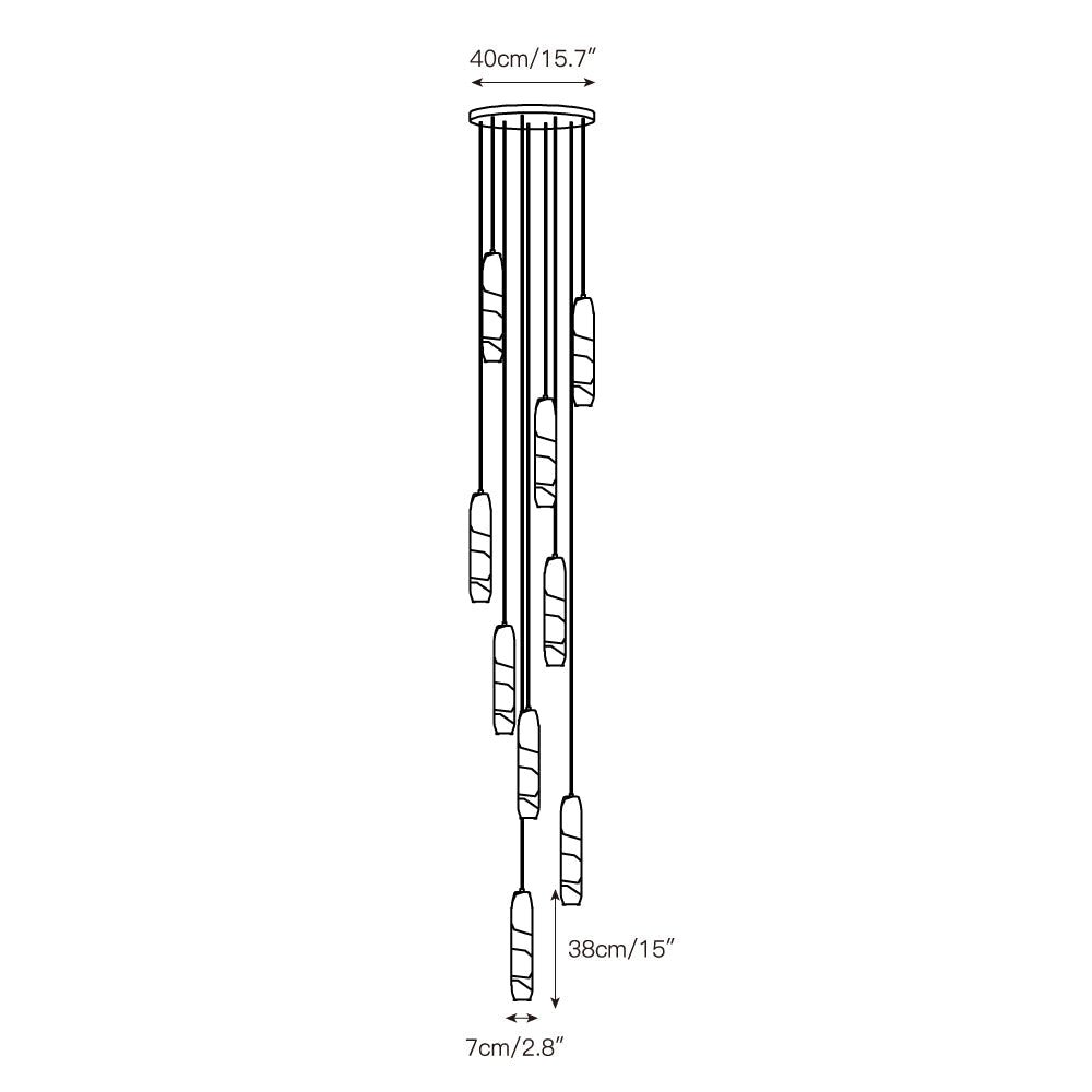 Flute Alabaster Chandelier - 2 headsBrass & WhiteBlushlighting