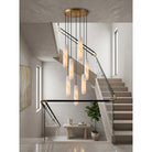Flute Alabaster Chandelier - 2 headsBrass & WhiteBlushlighting