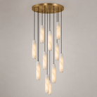 Flute Alabaster Chandelier - 12 headsBrass & WhiteBlushlighting