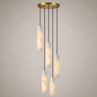 Flute Alabaster Chandelier - 5 headsBrass & WhiteBlushlighting