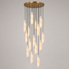 Flute Alabaster Chandelier - 18 headsBrass & WhiteBlushlighting