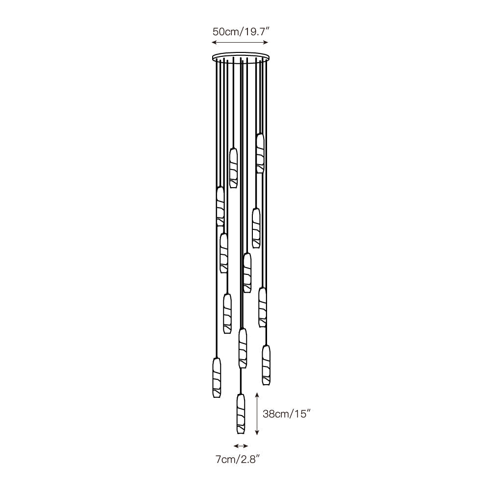 Flute Alabaster Chandelier - 2 headsBrass & WhiteBlushlighting