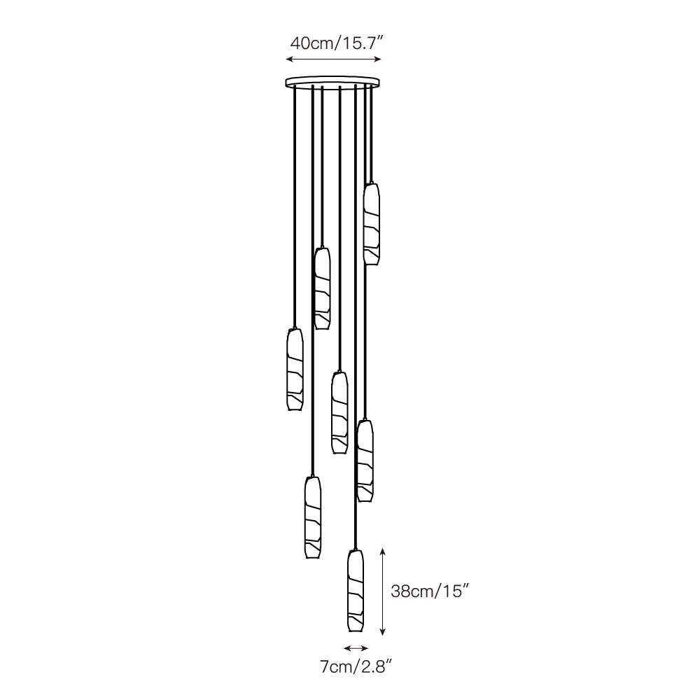 Flute Alabaster Chandelier - 2 headsBrass & WhiteBlushlighting