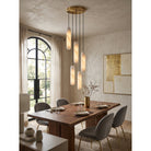 Flute Alabaster Chandelier - 2 headsBrass & WhiteBlushlighting