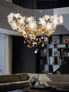 Flying Flowers Fluttering Chandelier - Model A ∅ 31.5″ x H 70.1″ / Dia 80cm x H 180cmBrass & WhiteBlushlighting