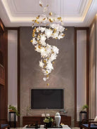 Flying Flowers Fluttering Chandelier - Model A ∅ 31.5″ x H 70.1″ / Dia 80cm x H 180cmBrass & WhiteBlushlighting