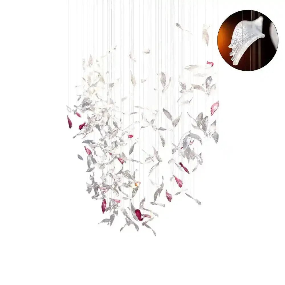 Flying Glass Feather Chandelier - L 100cm x W 60cm x H 150cm / L 39.4" x W 23.6" x H 59.1"Blushlighting