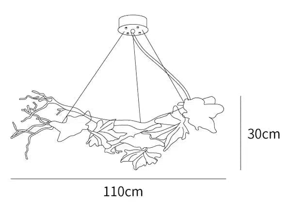 Folio Branch Brass Chandelier - Dia 43.3″(110cm) x W 20.5″(52cm) x H 11.8″(30cm)Blushlighting
