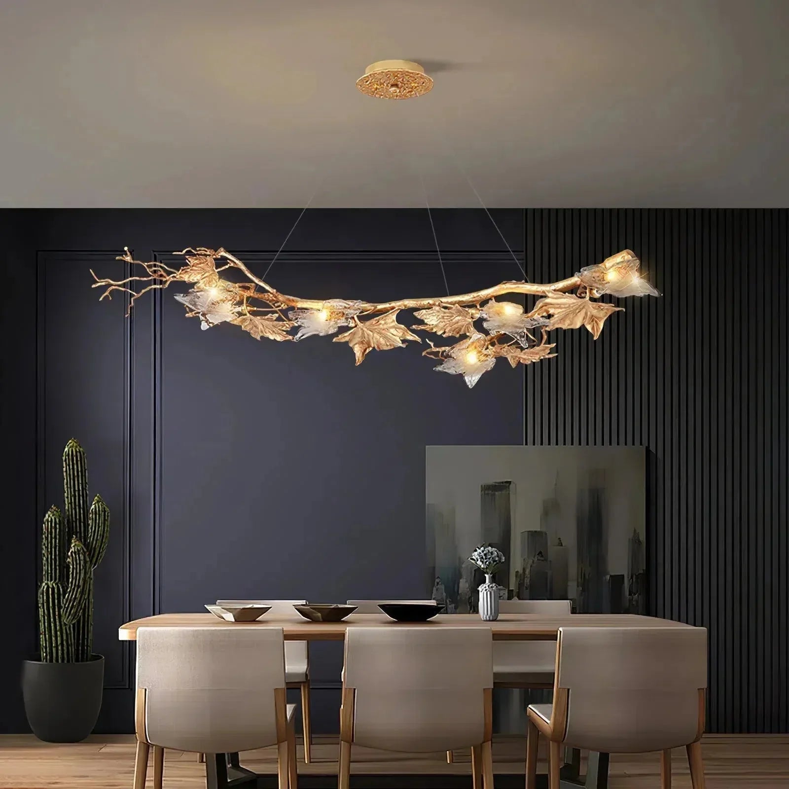 Folio Branch Brass Chandelier - Dia 43.3″(110cm) x W 20.5″(52cm) x H 11.8″(30cm)Blushlighting