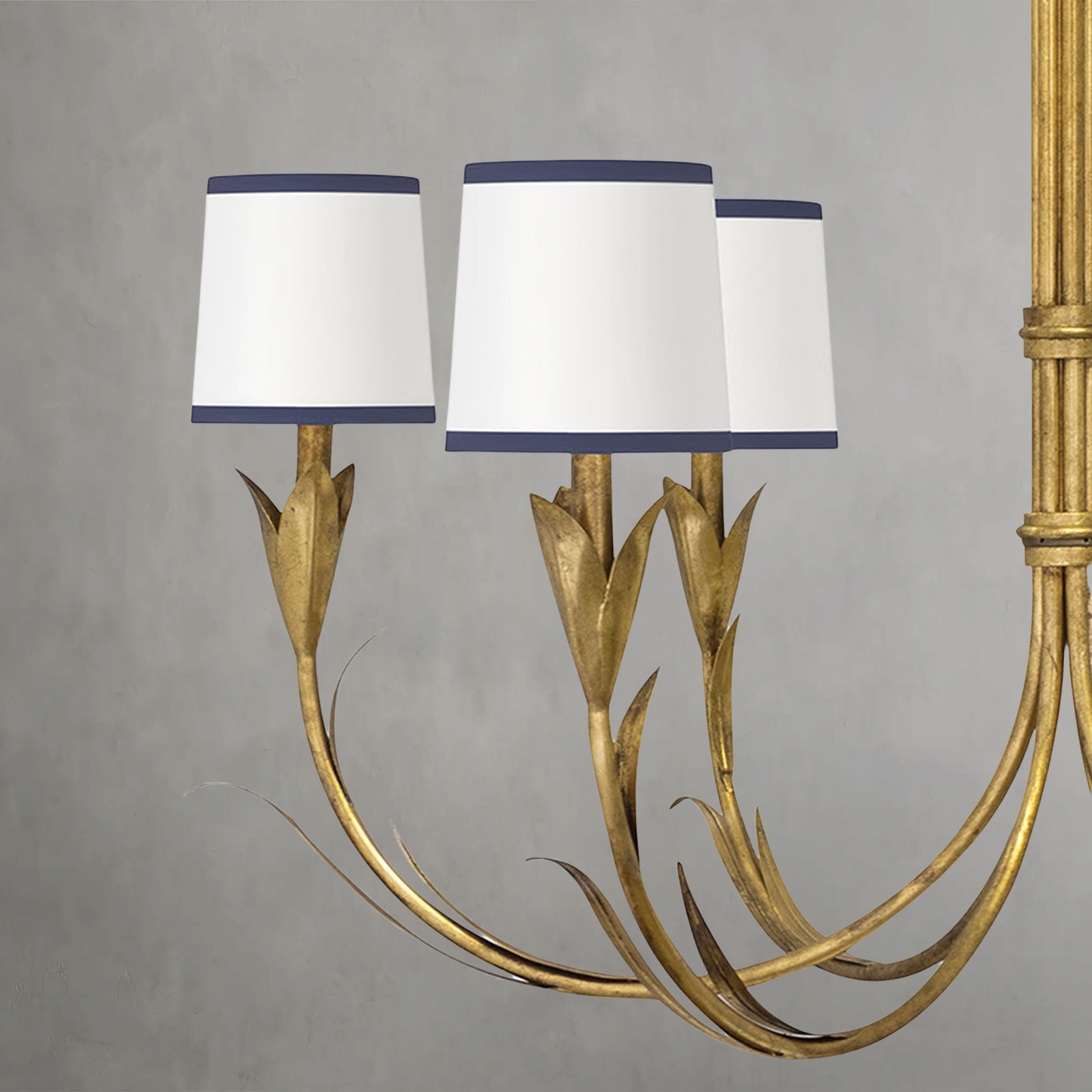 Fontara Dark Blue Reed Chandelier(Antique Gold Leaf)-