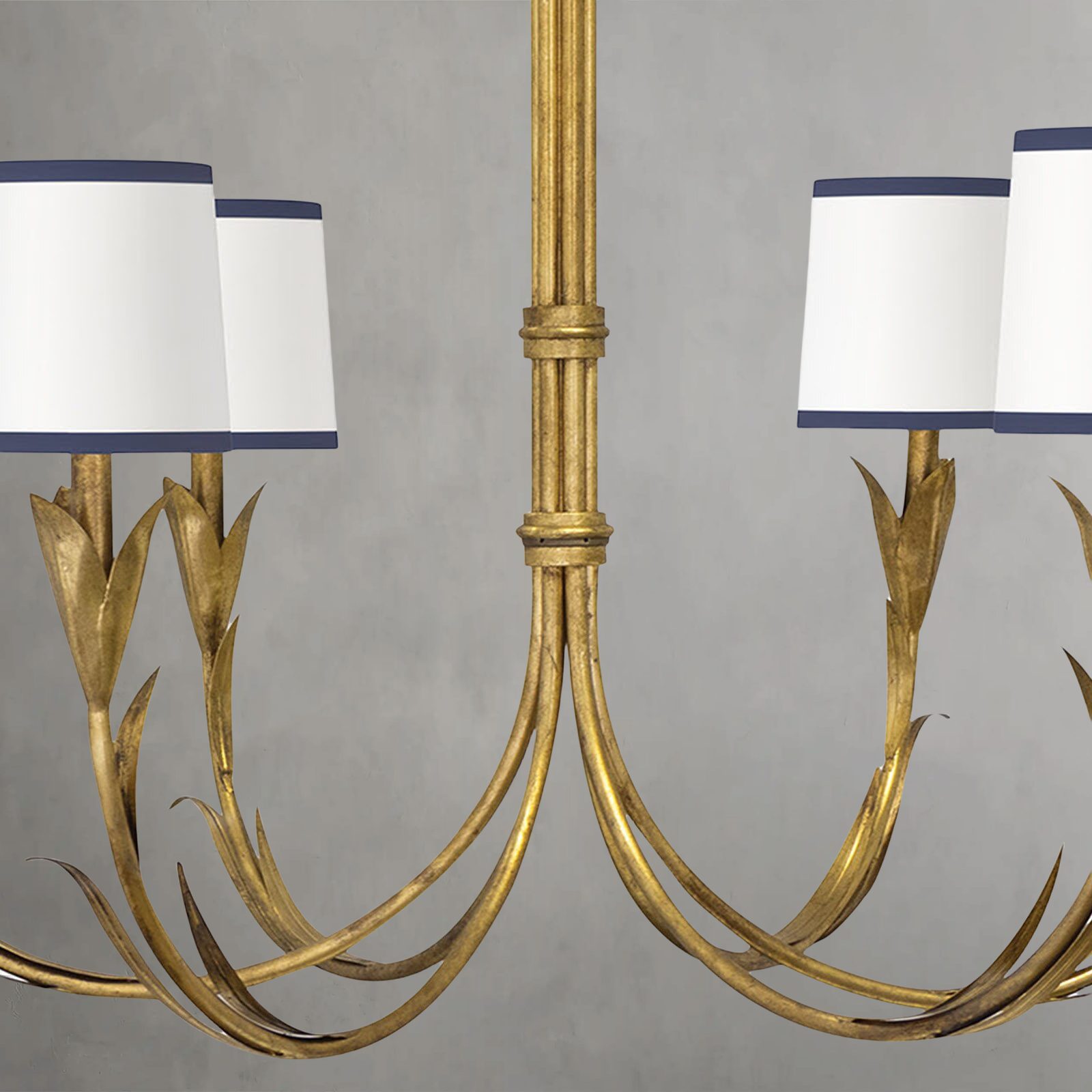 Fontara Dark Blue Reed Chandelier(Antique Gold Leaf)-